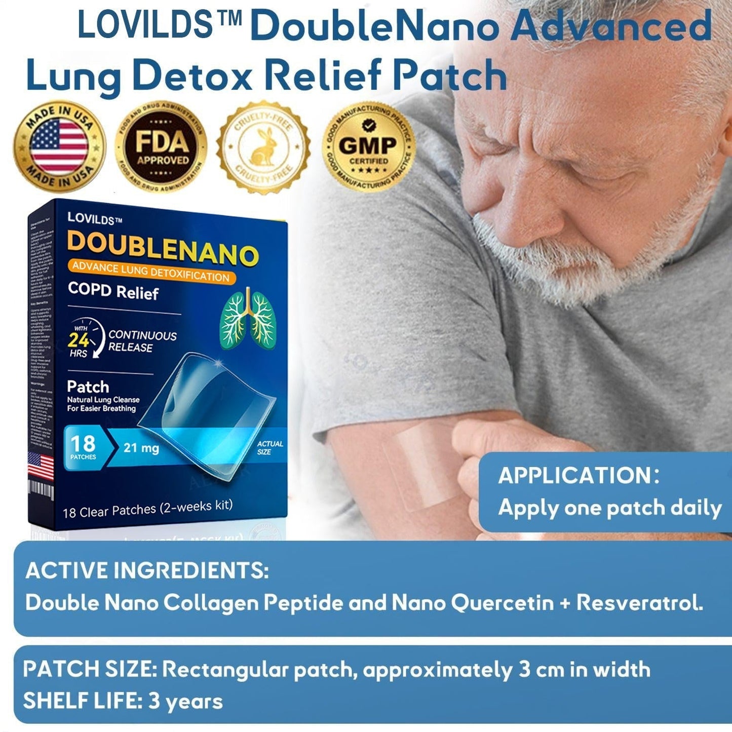 FDA Approved LOVILDS™ DoubleNano COPD Relief Patch (💝 Cough, wheezing, shortness of breath, sputum, stuffy nose, bronchitis, bronchitis, allergy symptoms, lung discomfort)